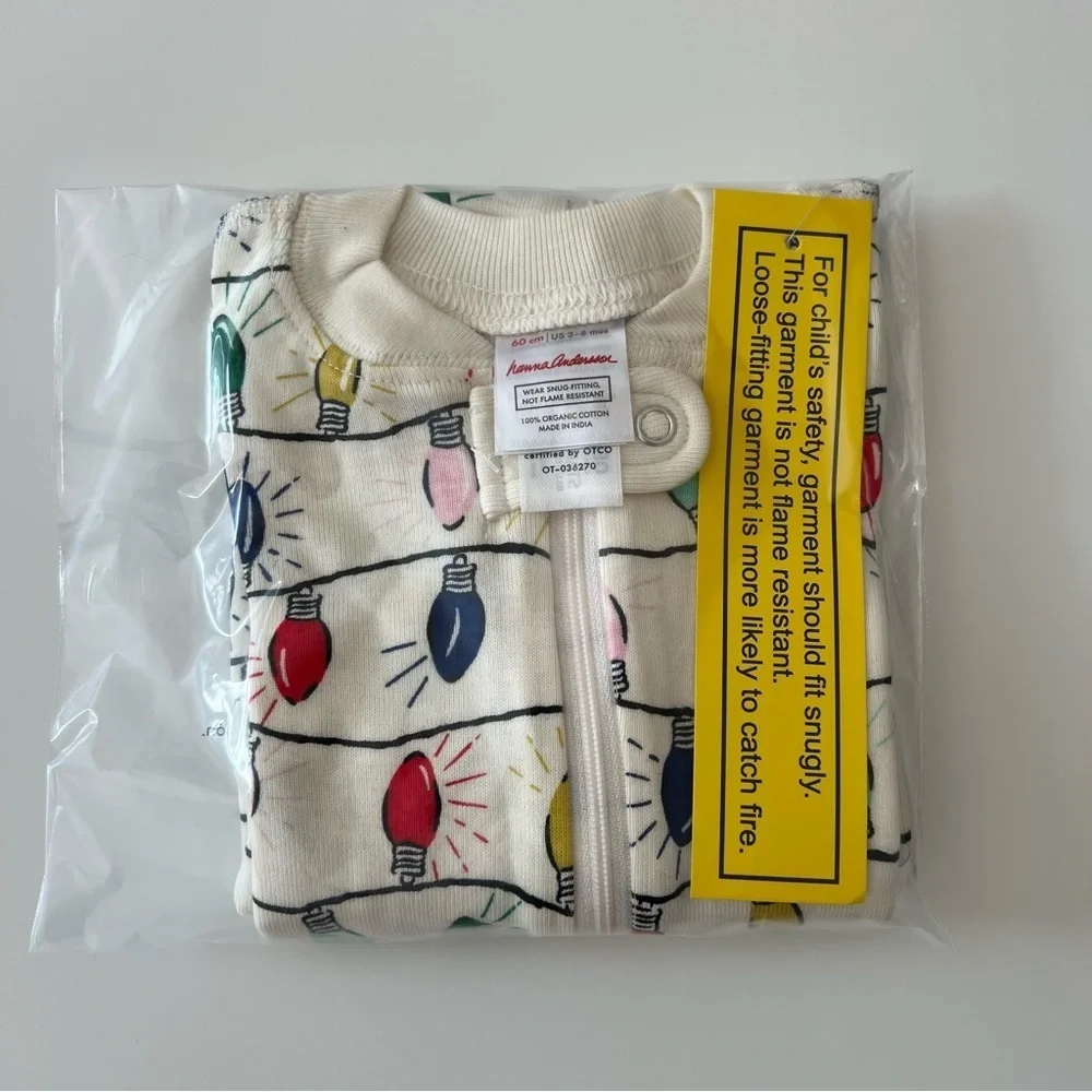 Hanna Andersson Pajamas Holiday Lights Footed Zip Sleeper 3-6M 60cm Christmas